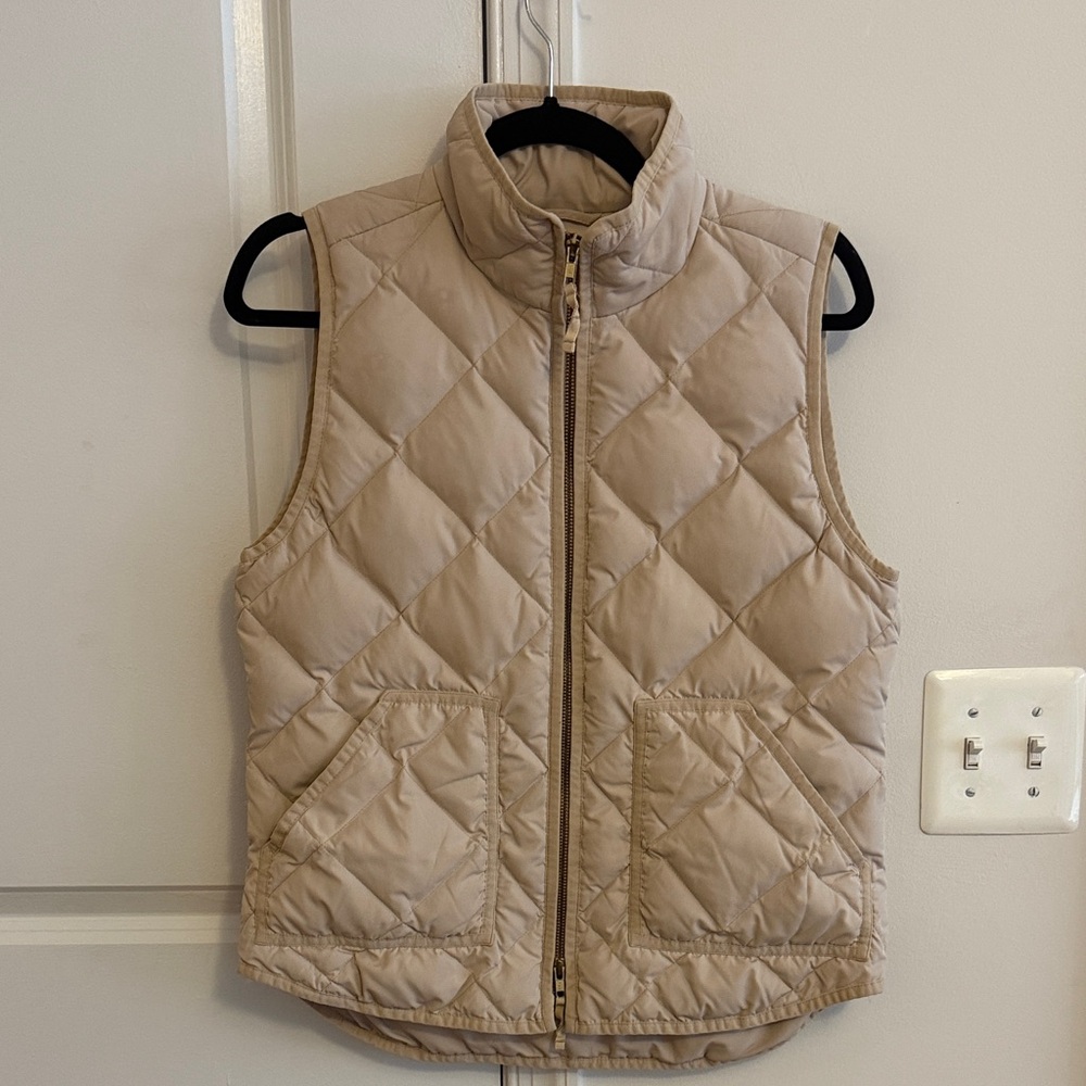 J. Crew Quilted Tan Puffer Vest